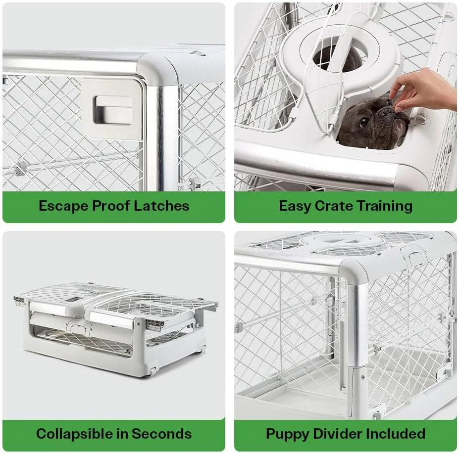 ✨Collapsible Dog Crate with Wheels, Premium Portable Dog Crate