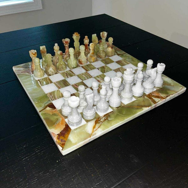 Green Onyx Marble Chess Set | Unique Handcrafted Marble Chess Set | Best Selling Chess Set