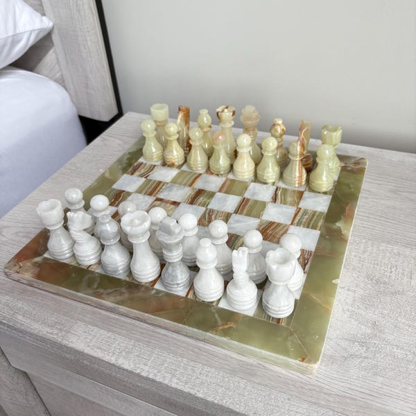 Green Onyx Marble Chess Set | Unique Handcrafted Marble Chess Set | Best Selling Chess Set