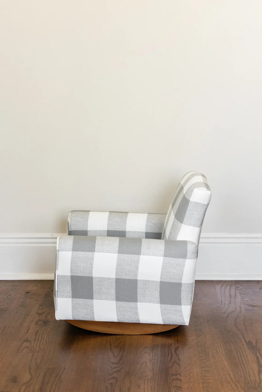 Child's Upholstered Rocking chair / Chair - Gray/White Plaid