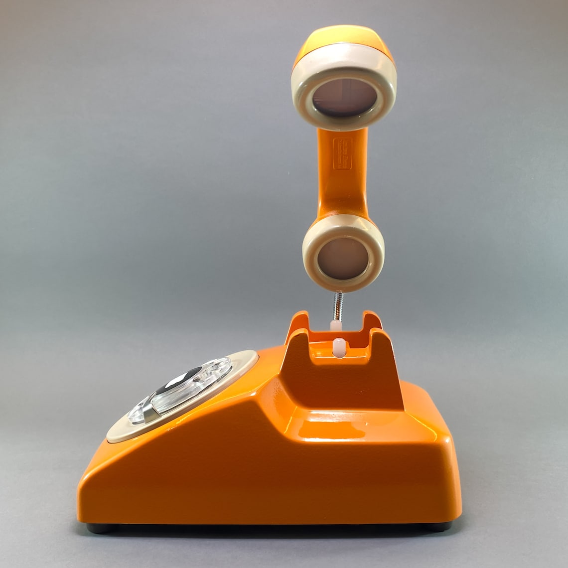 📞Upcycled Rotary Phone Lamp, Vintage Orange Desk Light,Mid Century Lighting