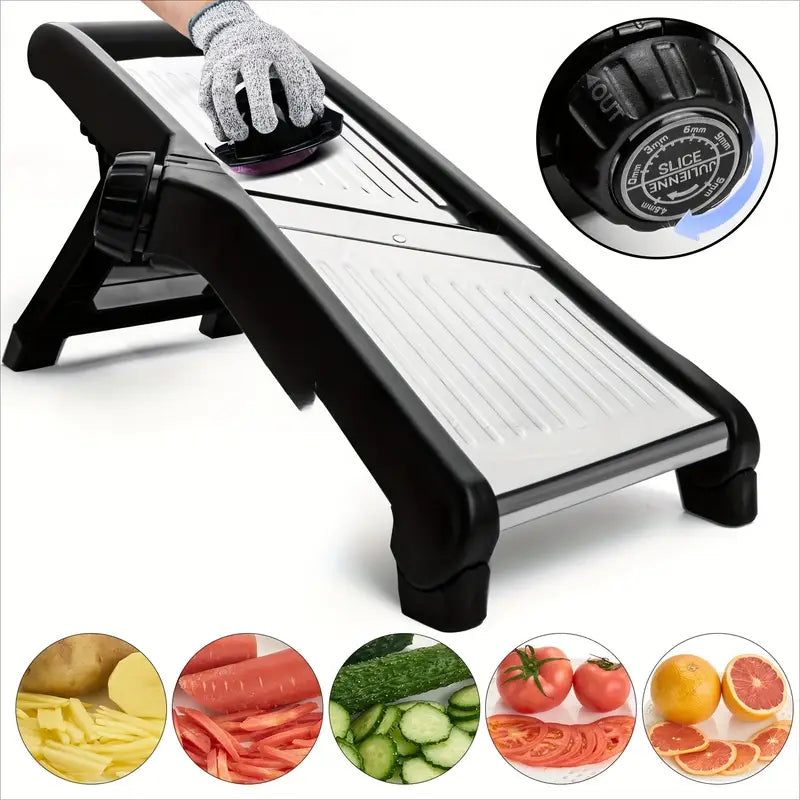 1 Set Heavy-Duty Adjustable Vegetable Slicer with Sharp Blades - Multi-functional Kitchen Tool for Onion