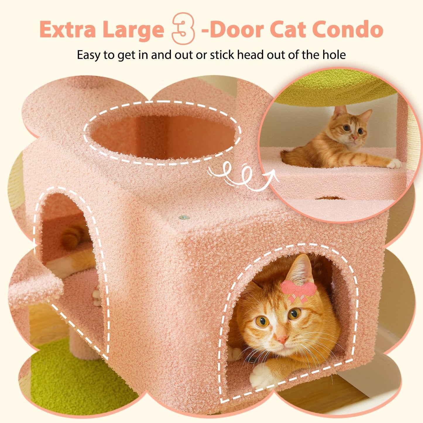 😺72 Inches Large Cat Tower with Steel Frame Hammock and 7 Scratching Posts, Tall Cat Tree with 2 Condos and Perches for Large Indoor Cats
