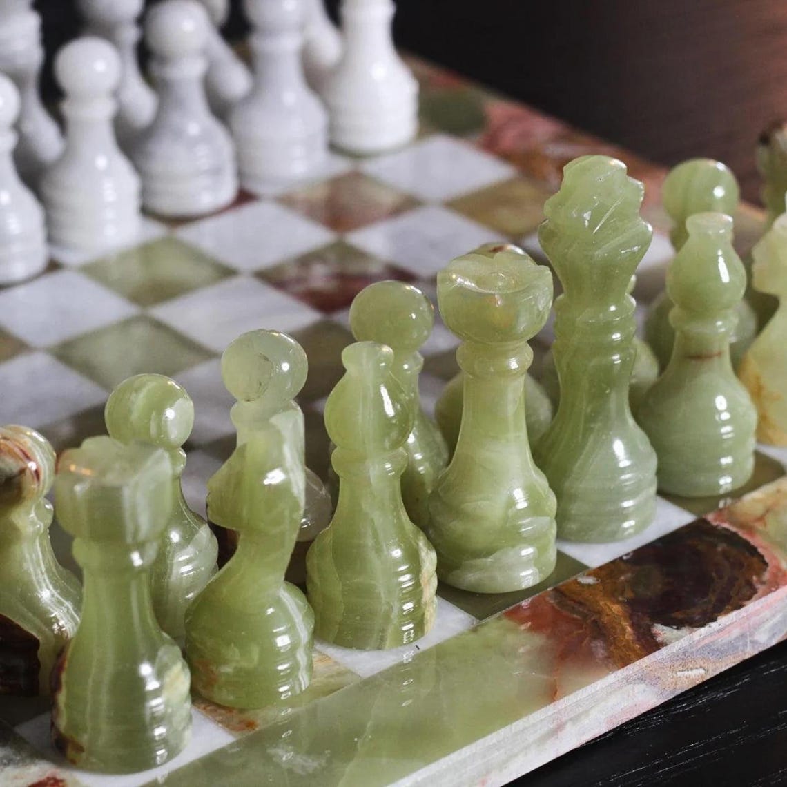 Green Onyx Marble Chess Set | Unique Handcrafted Marble Chess Set | Best Selling Chess Set