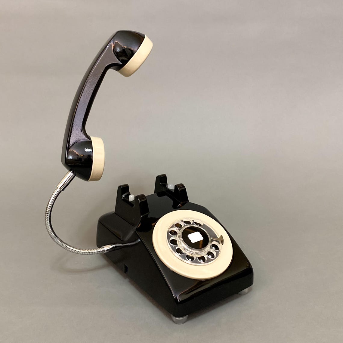 📞Upcycled Rotary Phone Lamp, Vintage Orange Desk Light,Mid Century Lighting
